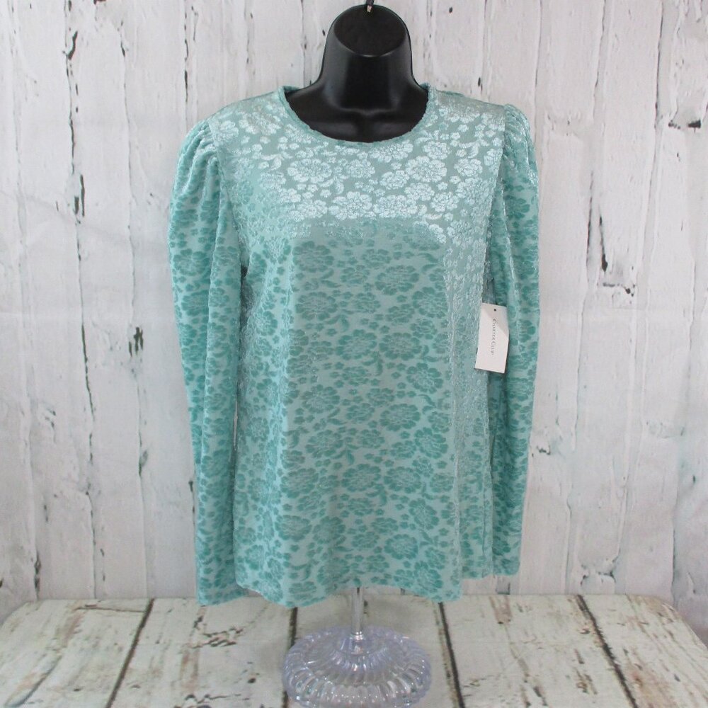 Charter Club Floral Velveteen Burnout Top
